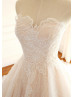 Strapless Sweetheart Neck Ivory Lace Wedding Dress